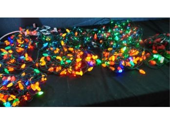 Set Of Eight Strings Of Multicolored Christmas Lights