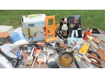 Mixed Painting Lot With Wagner 705 Power Steamer, Wagner Power Roller 959,  Brushes, Masonry Tools, Etc