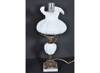 Beautiful  Vintage Milk Glass Hurricane  Lamp - Made In Italy