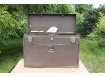 Vintage Metal Seven Drawer Drafting Tool Box With Top Compartment