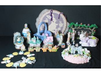 Jaimy Jubilee Quintet Of Swinging Bunnies & Easter Village Ceramic Figures