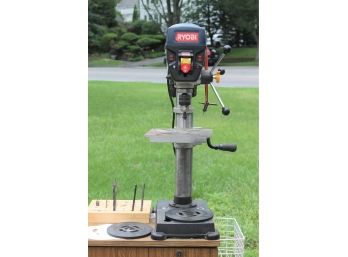 Ryobi Drill Press On Rolling Cart With Extra Attachments