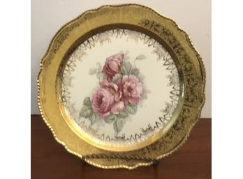 Large Gold Gilded Rose Platter 22K