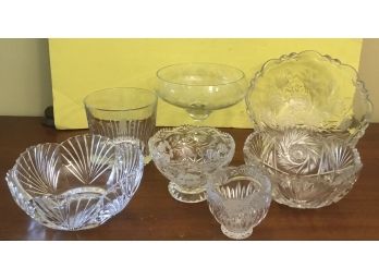 Lot Of 7 Etched & Crystal Pieces