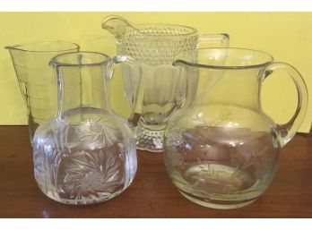 Pitchers Of Crystal & Glass Hobnail (4)