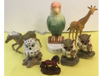 Colorful Owls, Horses, Giraffe & Birds