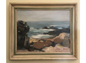 Seashore Oil On Board 1979, Signed