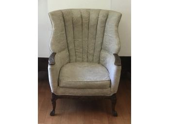 Antique Hand Carved Ornate Wing Chair