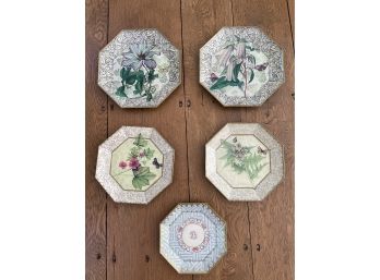 Moonlighting Interiors Octagon Shaped Decoupage French Plates- Set Of 5