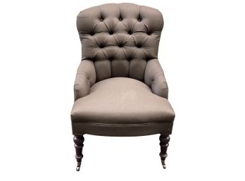 Restoration Hardware Brown Tufted Arm Chair On Casters