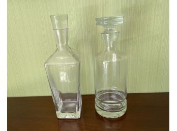 Heavy Clear Glass Decanters - Set Of 2