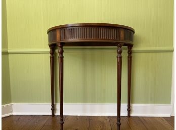 Demilune Table W Reeded Apron And Inlaid Shell Motif