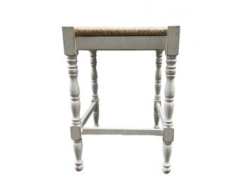 24-inch High Counter Stool W Rush Seat- Antique White