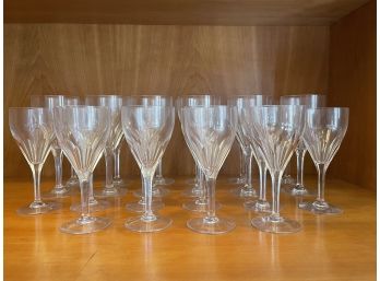 Val St Lambert Crystal Wine Glasses -  12 Water Goblets, 10 Claret Wine Glasses