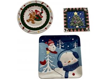 Ceramic Christmas Trivet & Plates