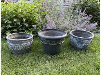 Three Gray Flower Pots