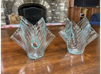 Pair Of Handkerchief Art Glass Vases