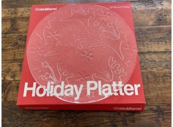 Crate & Barrel 13- Inch Reindeer Round Glass Platter 2 Of 2