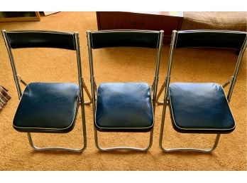 Blue Folding Chairs (Set Of 3)