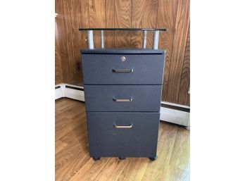 Office File Cabinet W/ Glass Top