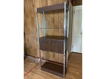 Wooden Display Shelf W/ Chrome Legs And Glass Shelf #1 Of 2