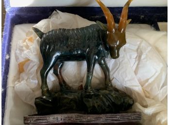 Decorative - Jade Ram W/ Stand In Signature In Box