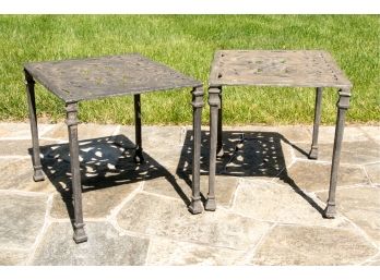 Pair Of Pierced Painted Iron Patio Tables
