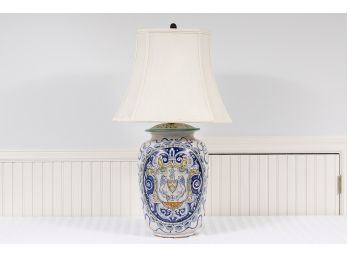 SIgned Painted Italian Porcelain Lamp