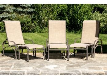 Three Patio Lounge Chairs & Ottomans