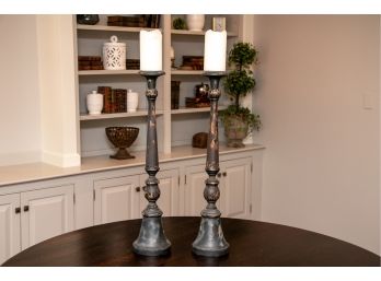 Pair Of Shabby Chic Candleholders