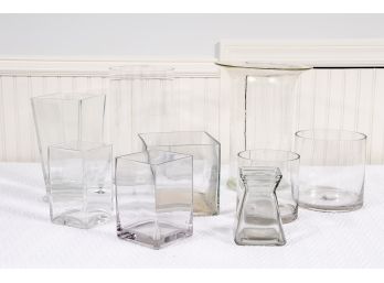 Collection Of Nine Clear Glass Vases