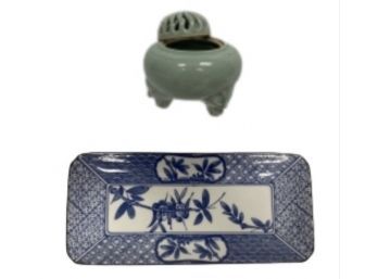 Boxed Incense Holder And Imari Plate