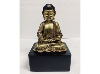 Tabletop Buddha Figure On Wood Base