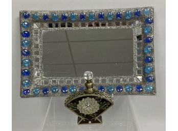 Glass Trinket Plate And Decorative Perfume Bottle