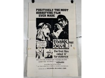 Mark Of The Devil Vintage 1970 Folded One Sheet Movie Poster