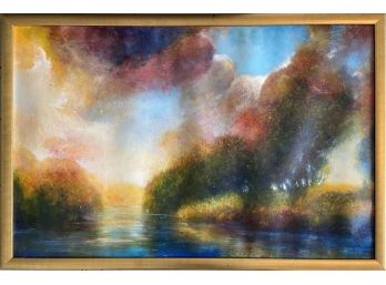 Large Framed Oil On Canvas Landscape By David Dunlop