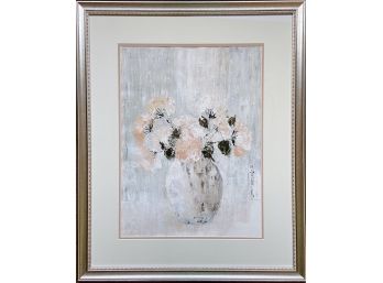 Framed Painting Of Flowers In A Vase