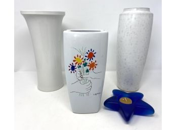 Mixed Assortment Of Three Vases And Star Shaped Votive Holder