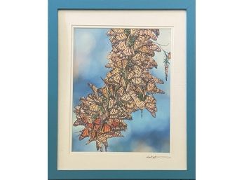 Fascinating Framed Butterfly Print Ink Signed By Artist***