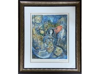 Large 45 X 37/Chagall 'Bella' Limited Edition Lithograph 5/500 Beautifully Framed