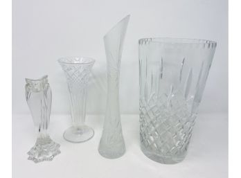 Four Vintage Cut Glass And Molded Glass Vases