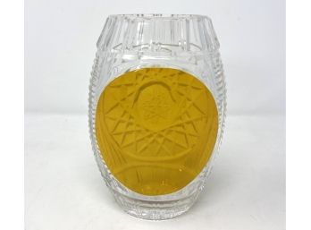 Heavy Glass Vase With Colored  Decoration