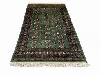 Green Bokhara Wool Rug 8.5ft X 5.2ft