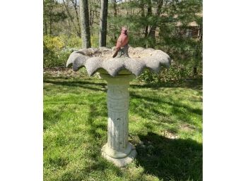 Garden Bird Bath With Cardinal Cast Iron Door Stop