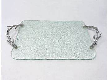 Tempered Glass Serving Tray With Metal Branch Handles  From Saks Fifth Avenue