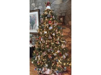 7 Ft Tall Artificial Christmas Tree With Attached White Lights With Carrying Case