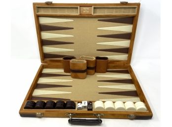 Vintage Backgammon Set In Suede Case By Chess & Games Unlimited