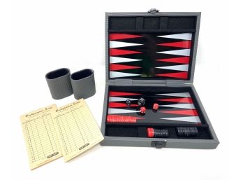 Vintage Travel-Size Backgammon Set With Scorecard