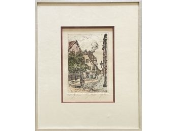 'Old Berlin' Original Etching Featuring Zum Nussbaum Inn - Pencil Signed By Artist