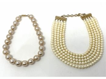 Vintage Pair Of Faux Pearl Necklaces